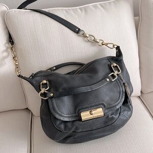Coach leather shoulder bad in blue-grey colour